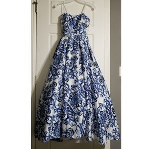 Long strapless prom dress